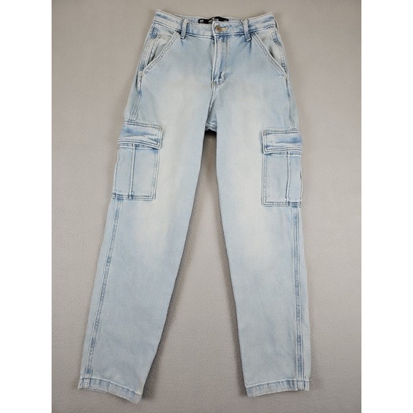 Hollister Denim - Hollister Size 00R‎ 23x26 Cargo Ultra High Rise Mom Stretch Jeans Y2K